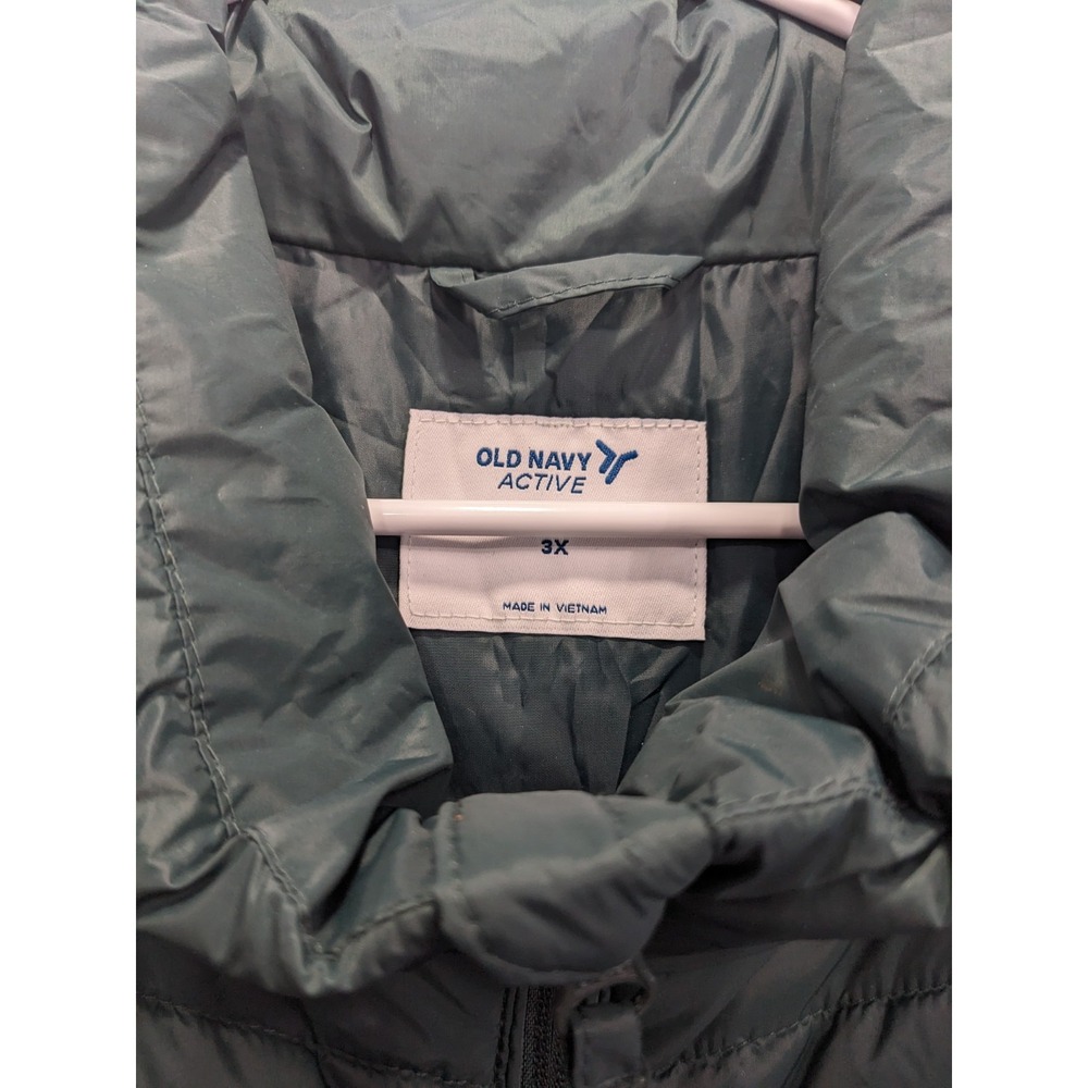 Old Navy Quilted Puffer Vest Layering Active Wear Water Resistant Women Green 3X - Picture 2 of 8